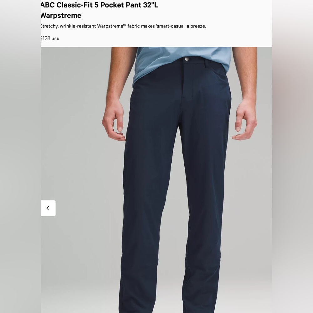 Lululemon ABC Classic-Fit 5 Pocket Pant
Warpstreme